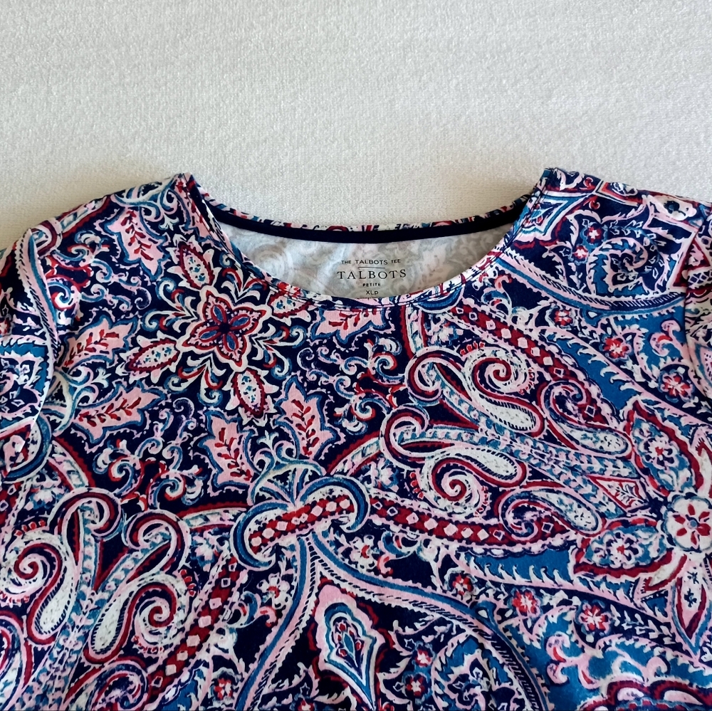 Talbots Crewneck Tee - Scrolling Paisley, Size XLp - Picture 8 of 16
